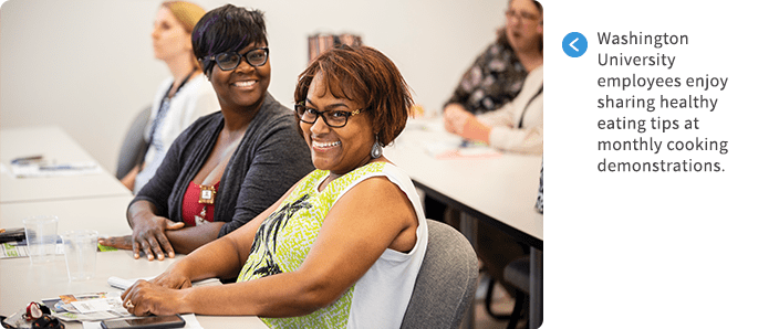 Washington University employees enjoy sharing healthy eating tips