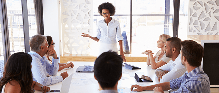 wellness coordinator presenting to a group of people