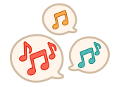 Music notes inside of speech bubbles