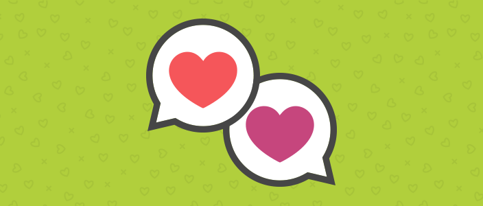 Speech bubbles with hearts in them