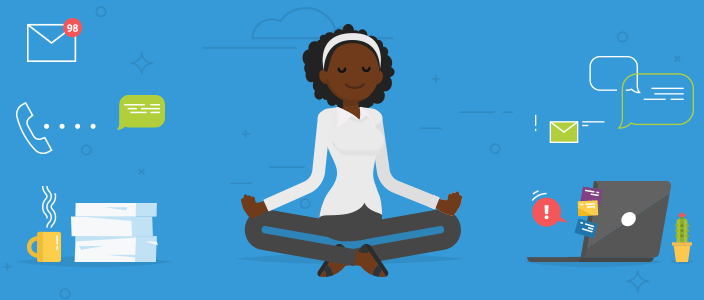 Woman meditating in the office